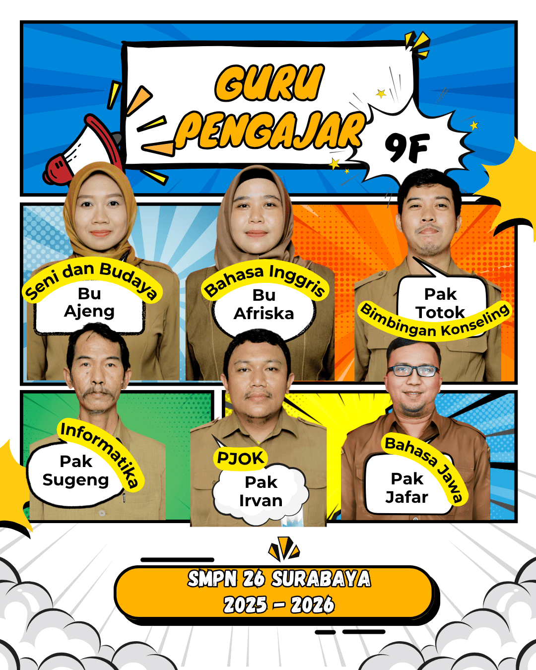 Guru Pengampu Mata Pelajaran di Kelas 9F Tahun Ajaran 2025-2026